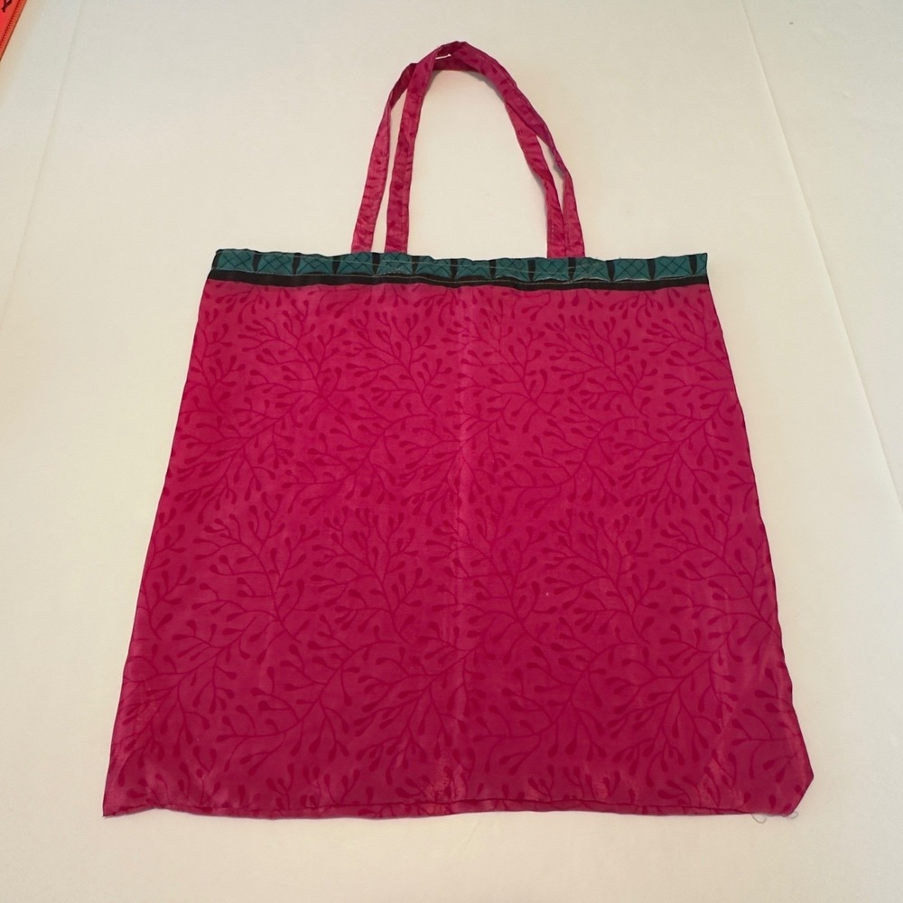 Magenta Pink‎ Botanical Vine Scarf Tote Bag Lightweight Reusable Shopper Boho